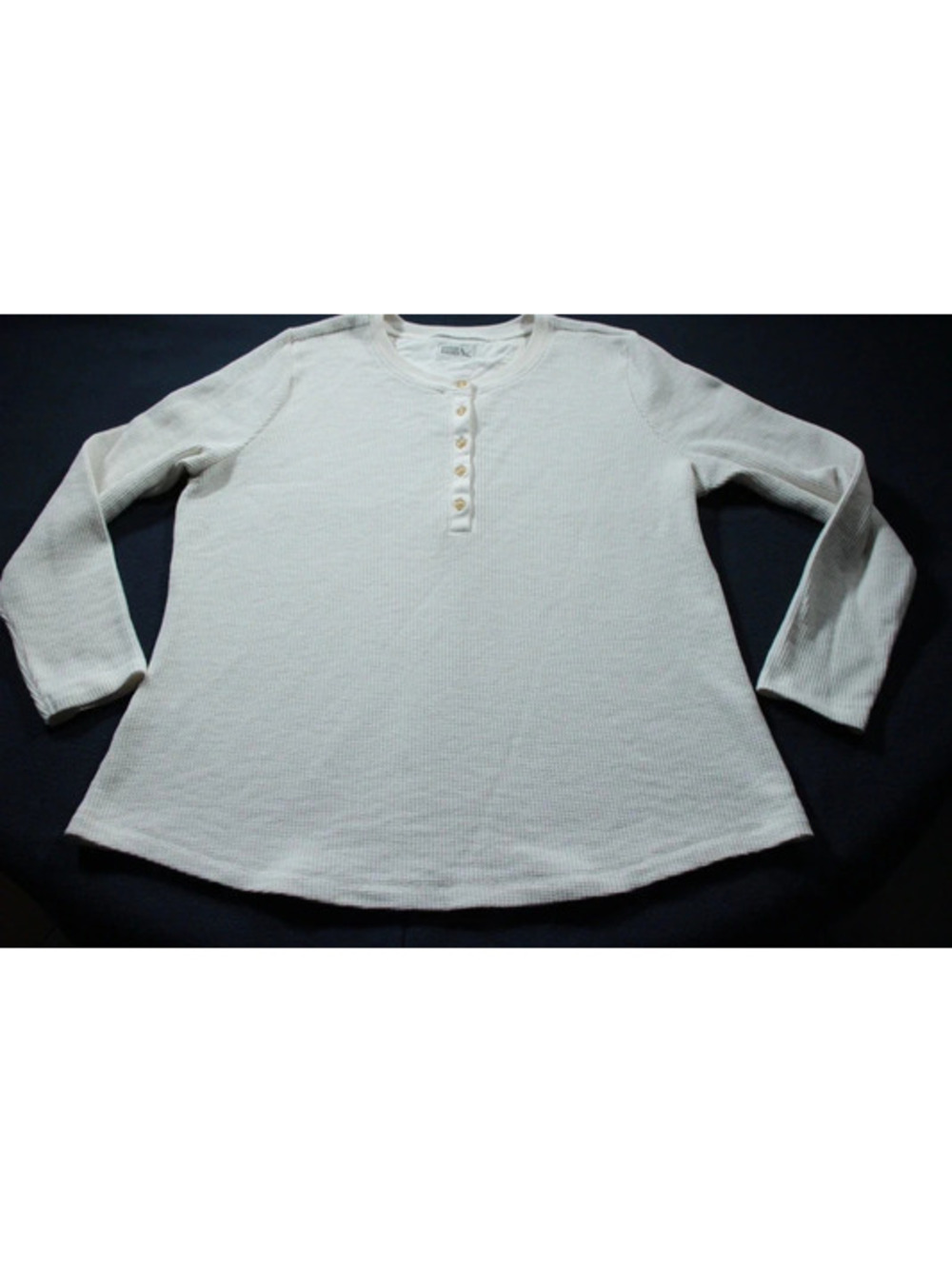 Women's Eddie Bauer Henley Neck Thermal Shirt 2XL White